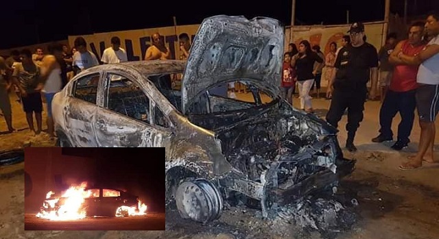 Nuevo Chimbote: Automóvil se incendió en “Los Constructores” y vecinos tuvieron temor de que explosione