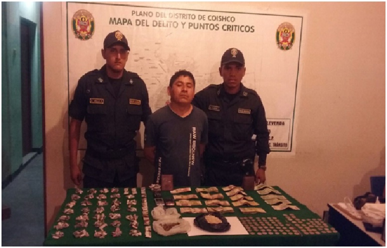 Policía atrapa a vendedor de droga en Coishco con 150 gramos de PBC y 336 ketes