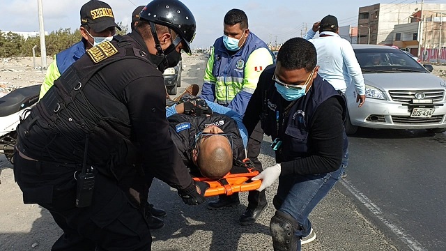 Motociclista y anciano resultan heridos durante accidente en Nuevo Chimbote