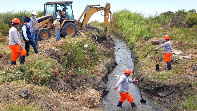 Chinecas ejecuta mantenimiento de dren para evitar inundación en el valle de Santa